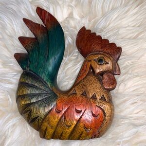 Carved rooster wooden. Mandalay box company